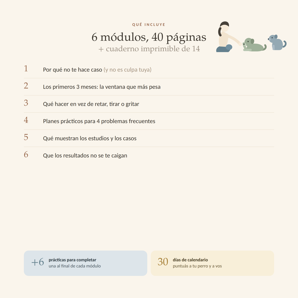 Los seis módulos de la guía