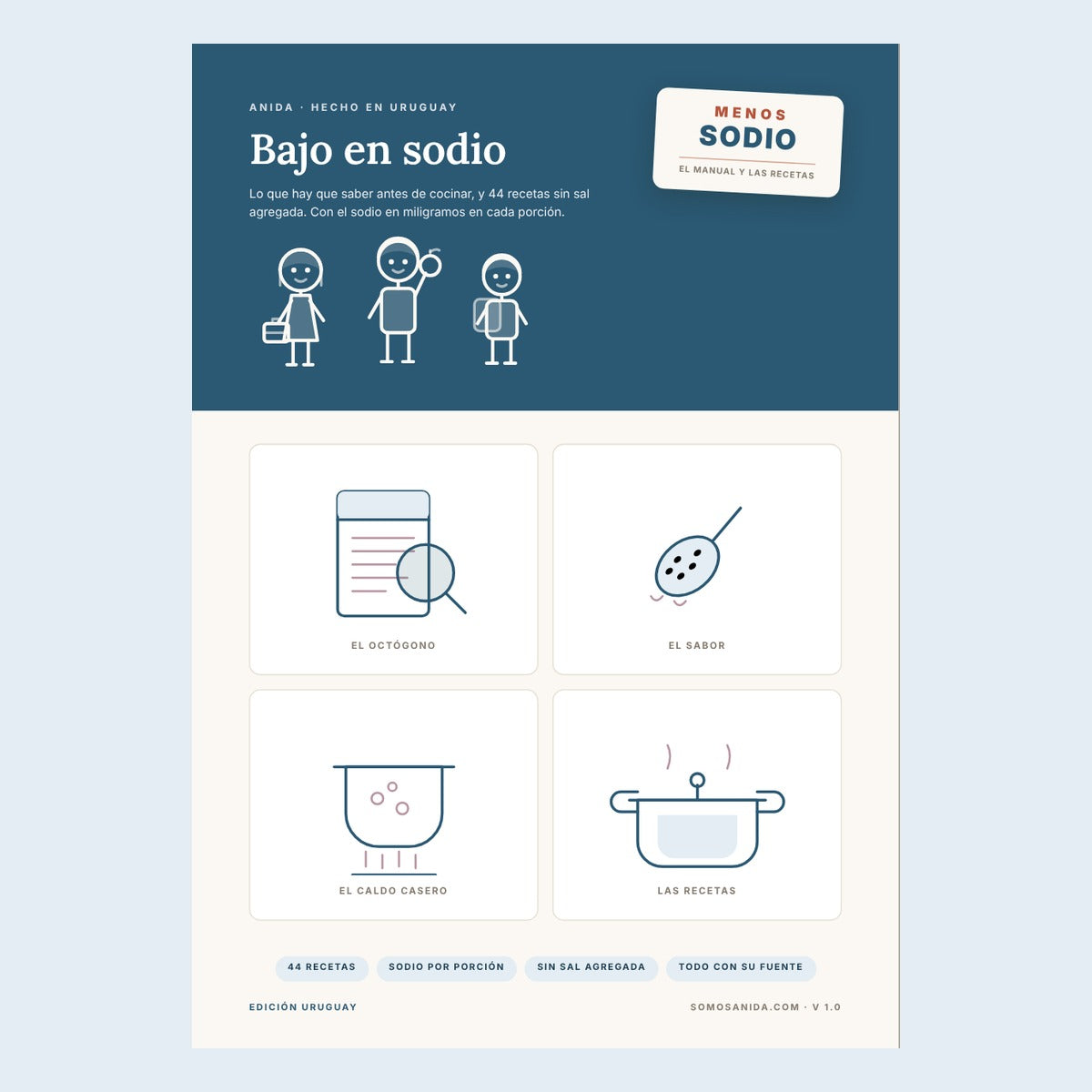 Bajo en sodio — 44 recetas sin sal agregada, Edición Uruguay