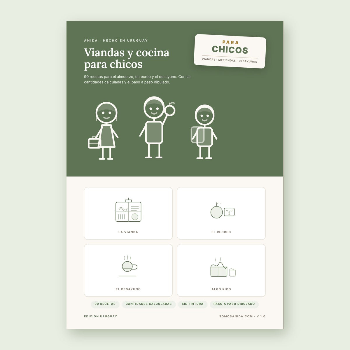 Viandas y cocina para chicos — 90 recetas, Edición Uruguay